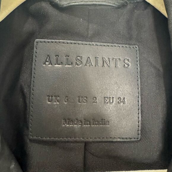 ALL SAINTS BALFERN Leather Biker jacket in Gold - Picture 11 of 17
